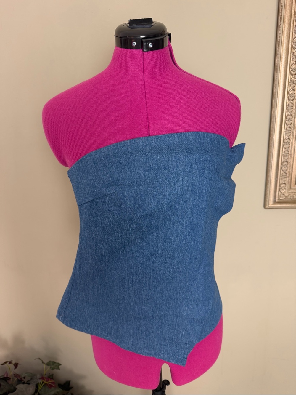 Milk and Honey Asymmetrical Denim Top NWT - Picture 2 of 7